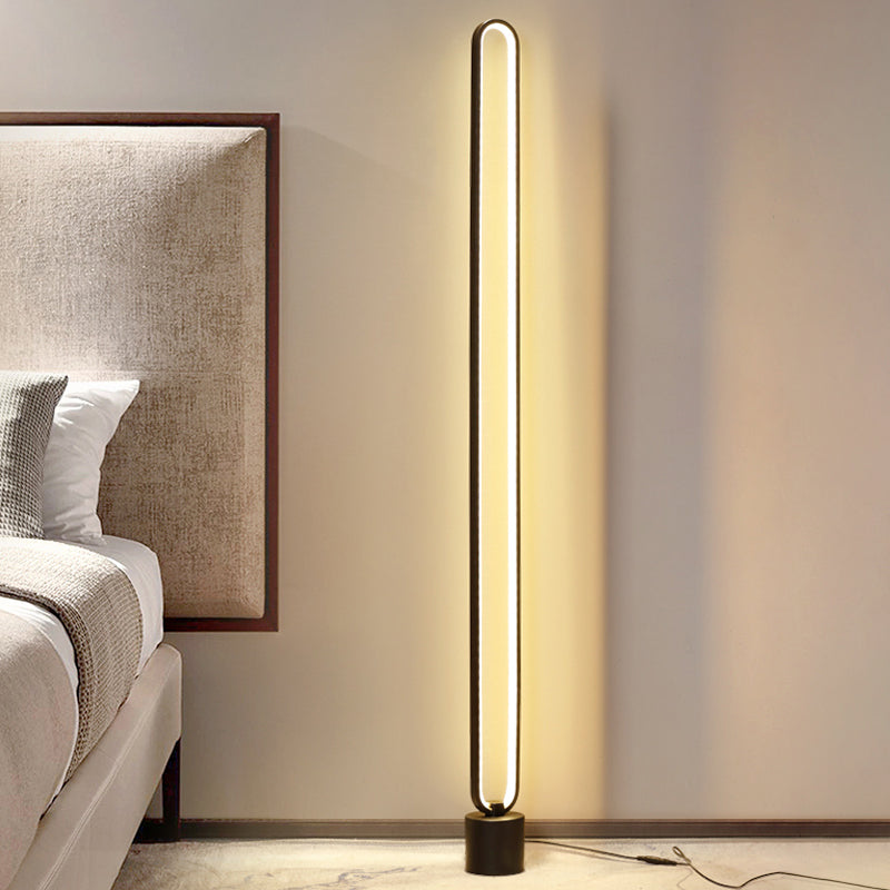 Minimalist Halo Floor Light Metal Living Room LED Standing Floor Lamp with Acrylic Shade