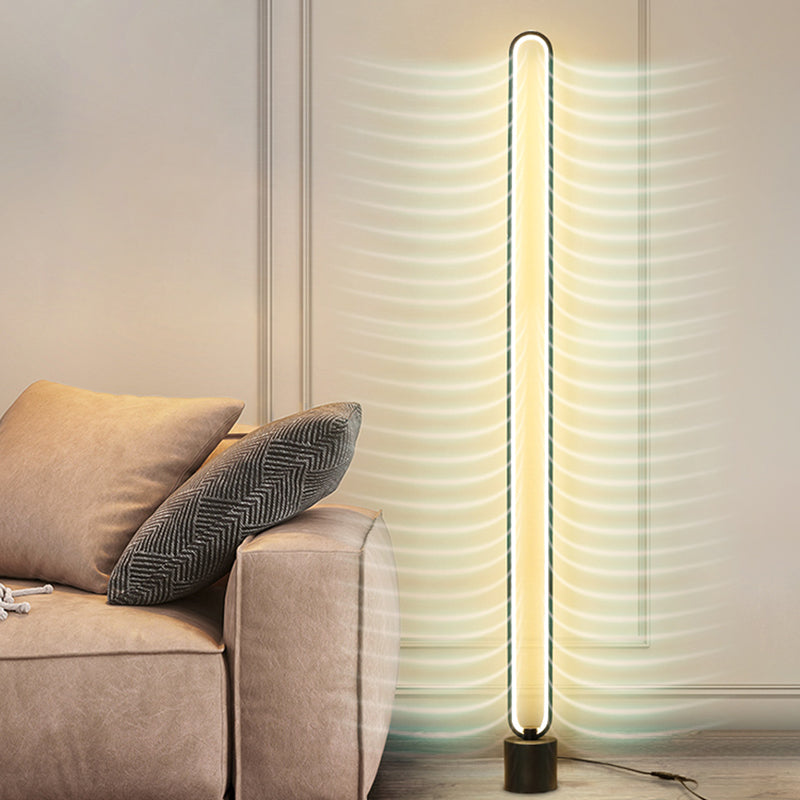 Minimalist Halo Floor Light Metal Living Room LED Standing Floor Lamp with Acrylic Shade