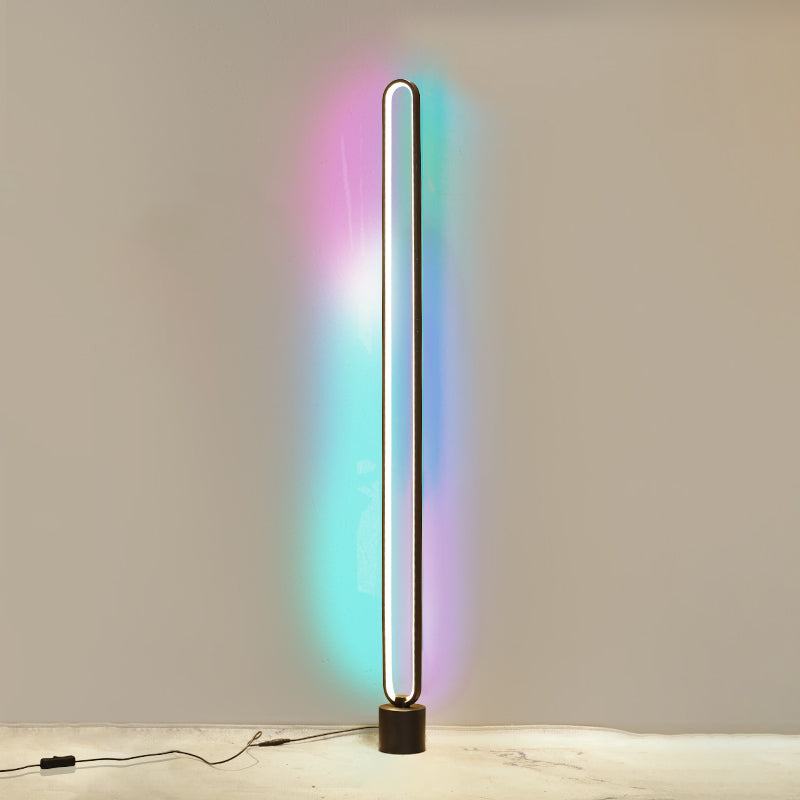 Minimalist Halo Floor Light Metal Living Room LED Standing Floor Lamp with Acrylic Shade