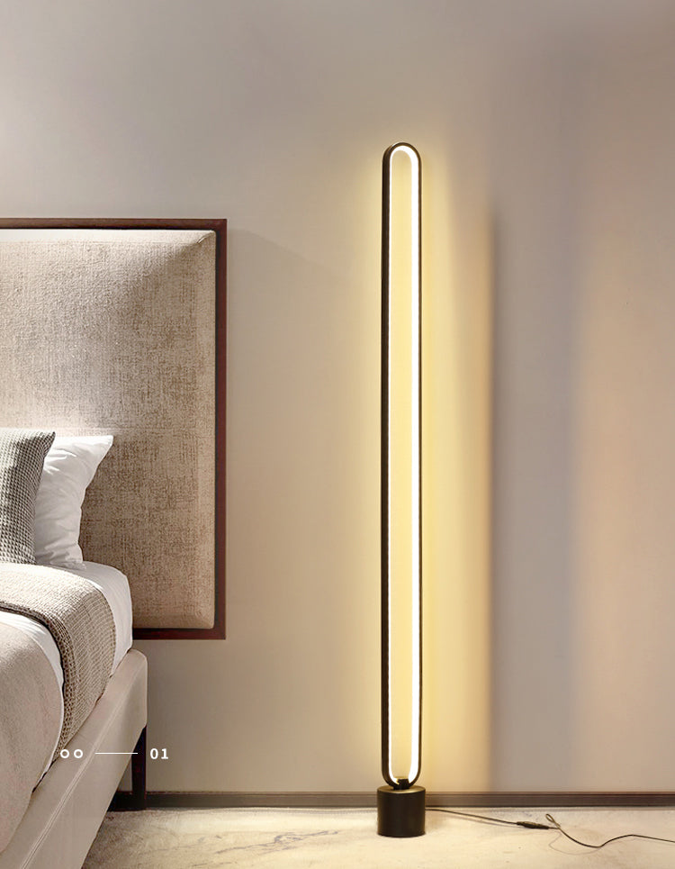 Minimalist Halo Floor Light Metal Living Room LED Standing Floor Lamp with Acrylic Shade