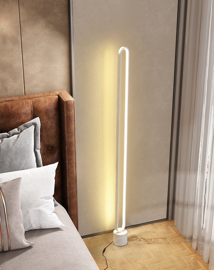 Minimalist Halo Floor Light Metal Living Room LED Standing Floor Lamp with Acrylic Shade