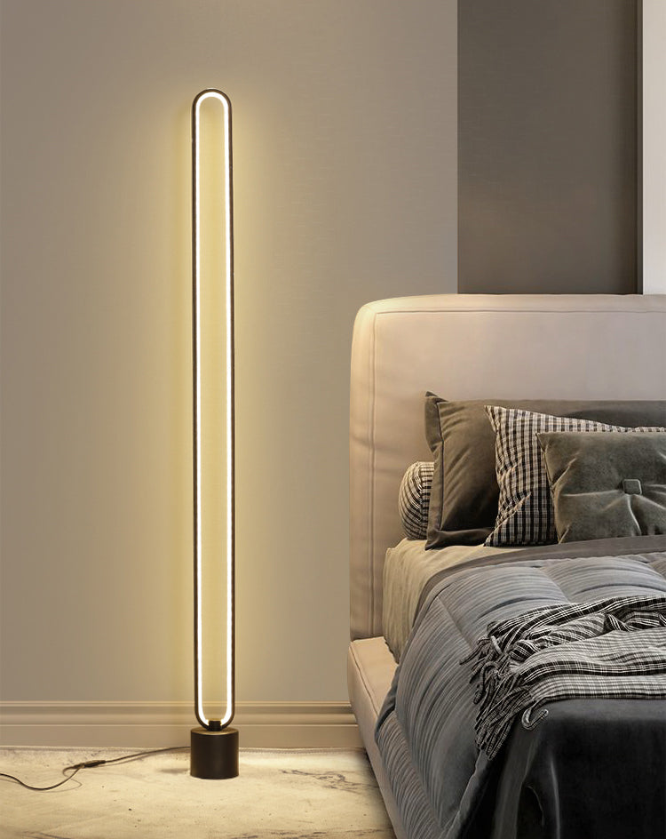 Minimalist Halo Floor Light Metal Living Room LED Standing Floor Lamp with Acrylic Shade