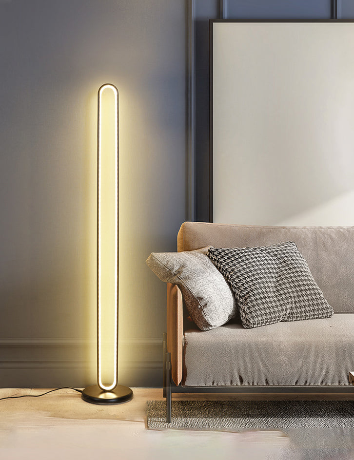 Minimalist Halo Floor Light Metal Living Room LED Standing Floor Lamp with Acrylic Shade