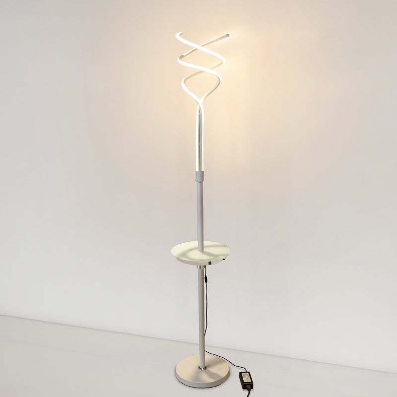 Spiral Linear Acrylic Floor Lamp Minimalist LED Standing Light for Living Room