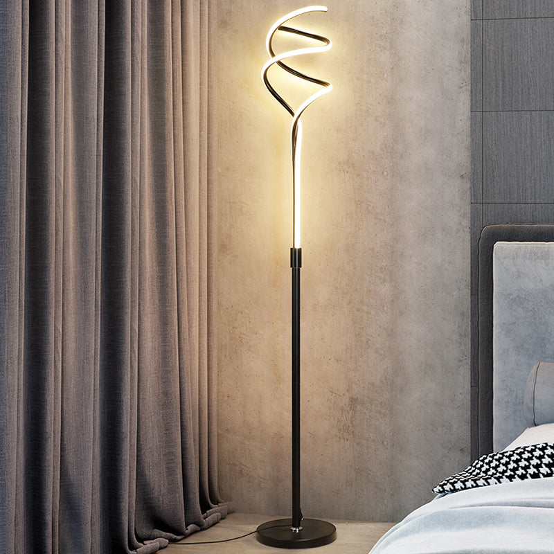 Spiral Linear Acrylic Floor Lamp Minimalist LED Standing Light for Living Room