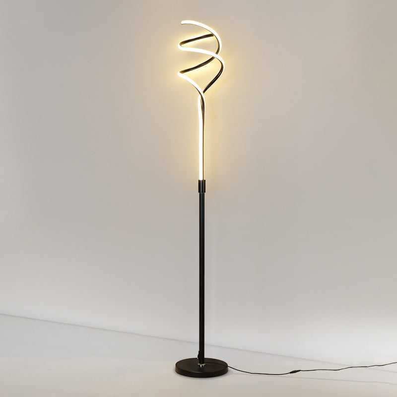 Lampadaire en acrylique linéaire en spirale LED minimaliste LED debout pour le salon