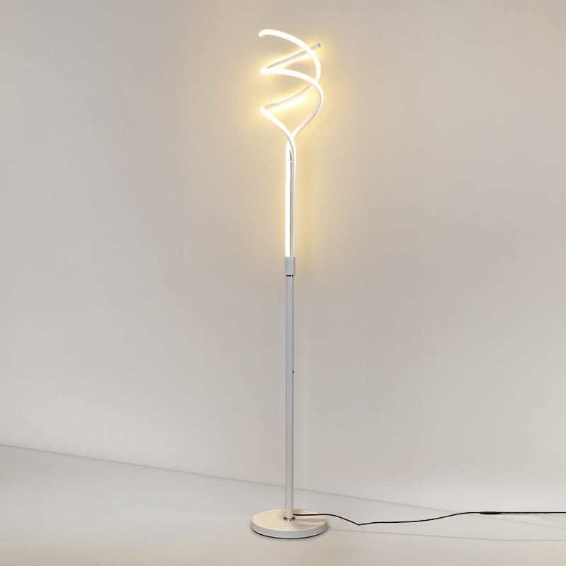 Lampadaire en acrylique linéaire en spirale LED minimaliste LED debout pour le salon