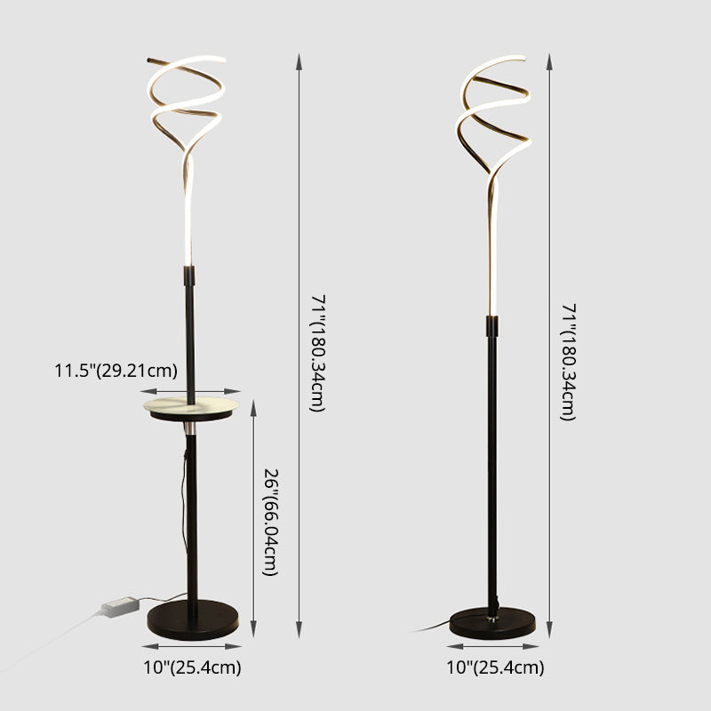 Lámpara de acrílico lineal en espiral LED Minimalista de pie para sala de estar para sala de estar