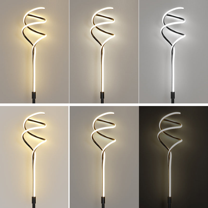 Lampadaire en acrylique linéaire en spirale LED minimaliste LED debout pour le salon