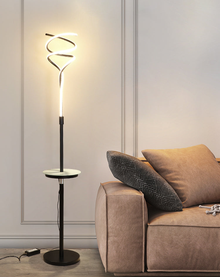 Lampadaire en acrylique linéaire en spirale LED minimaliste LED debout pour le salon