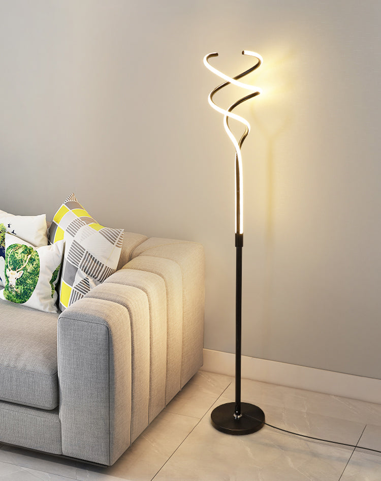 Lampadaire en acrylique linéaire en spirale LED minimaliste LED debout pour le salon