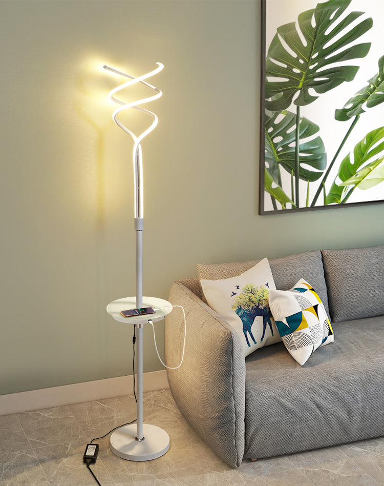 Spiral Linear Acrylic Floor Lamp Minimalist LED Standing Light for Living Room