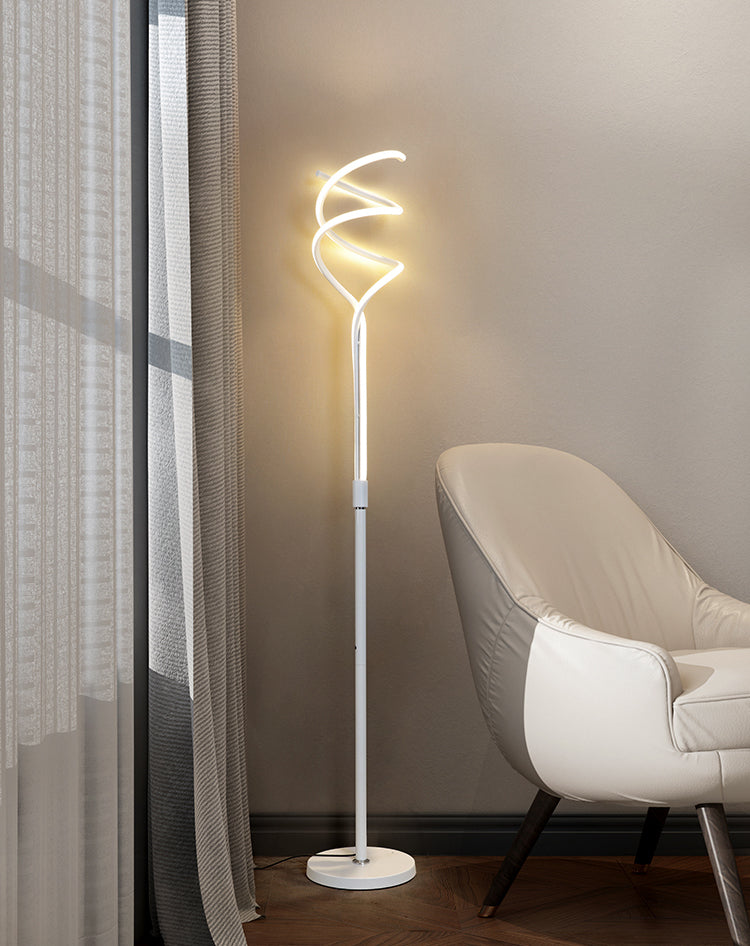 Spiral Linear Acrylic Floor Lamp Minimalist LED Standing Light for Living Room