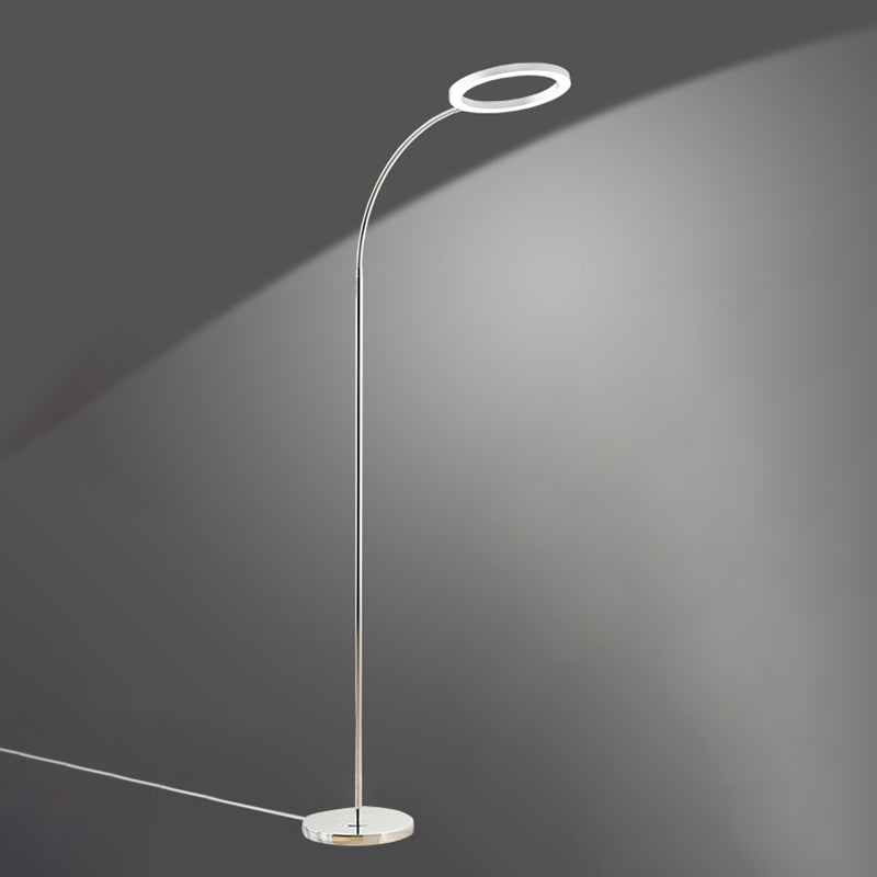 Silberring Schattenbodenlicht Einfacher Stil Metall LED Flexible Stand -up -Lampe für Schlafzimmer