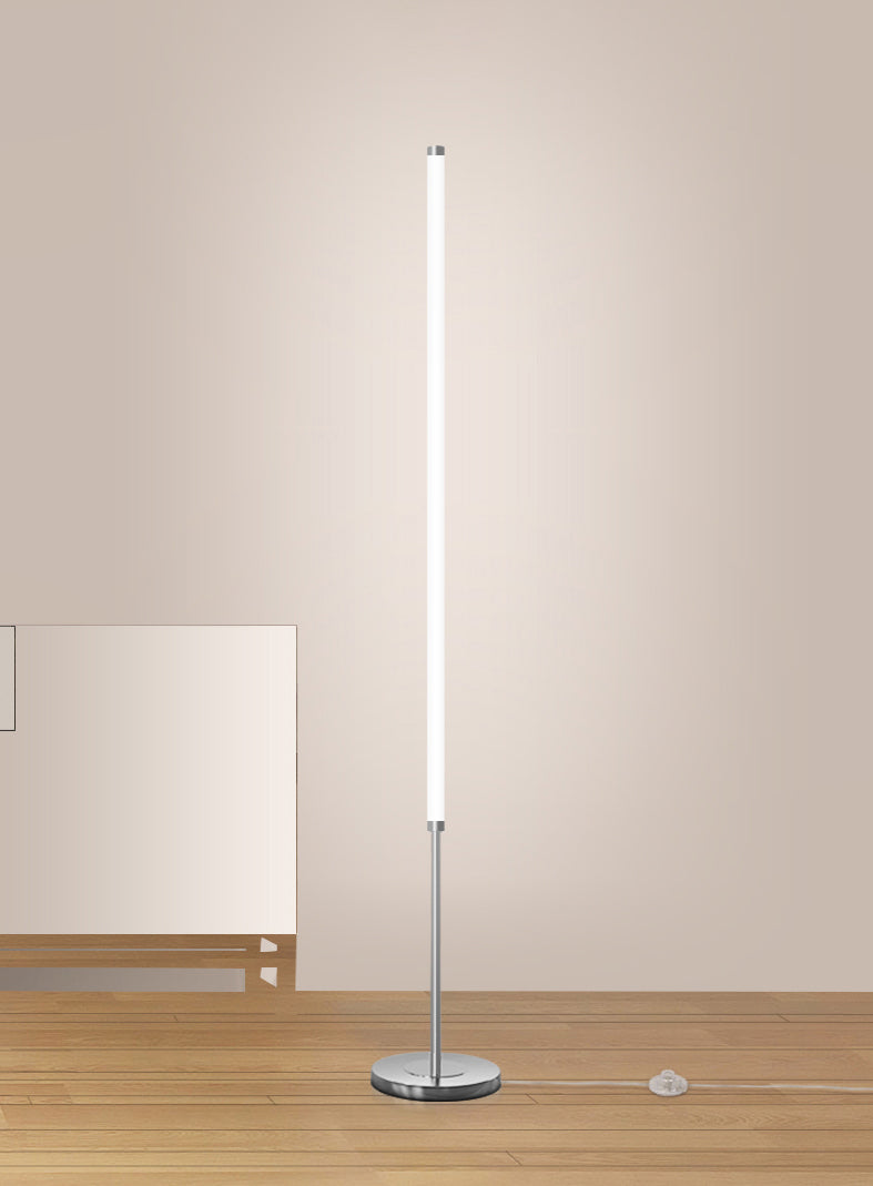 Acrylic Tubular Standing Floor Light Minimalism Chrome Finish LED Floor Lamp for Living Room