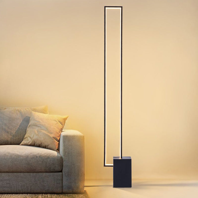 Minimalist Rectangular Floor Lighting Acrylic Sitting Room LED Standing Light in Black