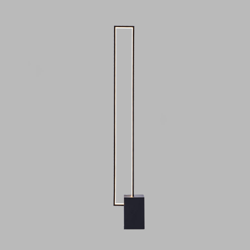 Minimalist Rectangular Floor Lighting Acrylic Sitting Room LED Standing Light in Black