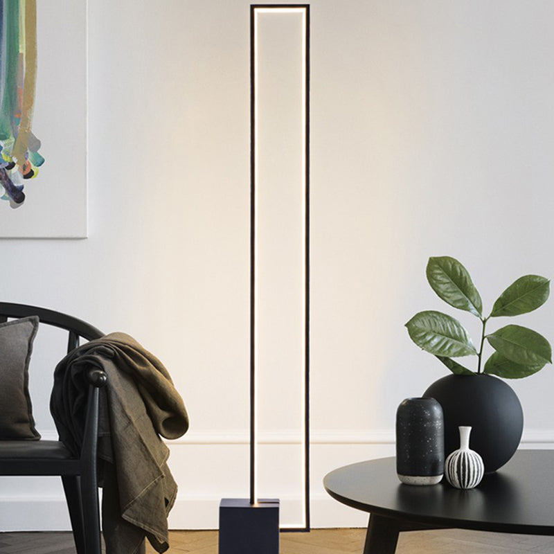 Minimalist Rectangular Floor Lighting Acrylic Sitting Room LED Standing Light in Black