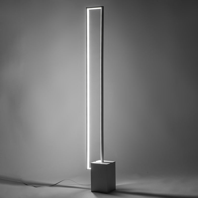 Minimalist Rectangular Floor Lighting Acrylic Sitting Room LED Standing Light in Black