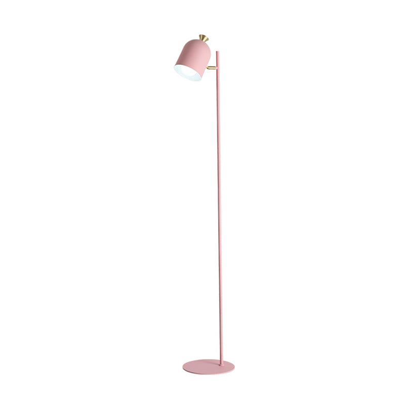 Langwerpige koepelvloer Standing Light Macaron Metal 1-Bulb woonkamer vloerlamp met draaipunt