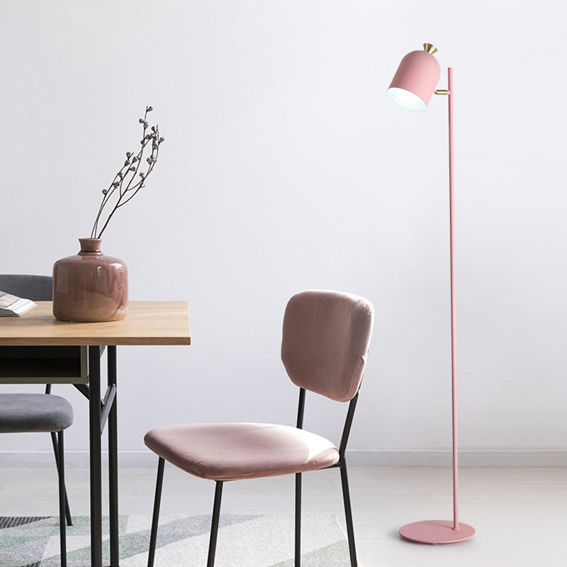 Langwerpige koepelvloer Standing Light Macaron Metal 1-Bulb woonkamer vloerlamp met draaipunt