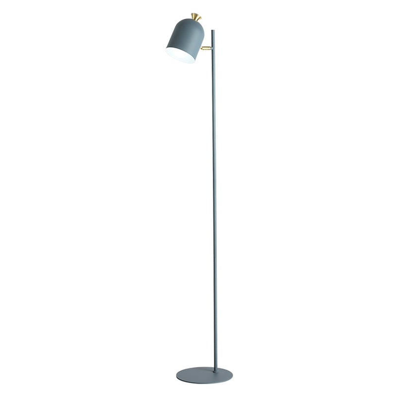 Langwerpige koepelvloer Standing Light Macaron Metal 1-Bulb woonkamer vloerlamp met draaipunt