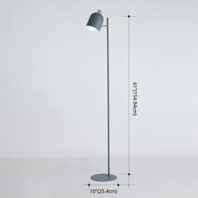 Langwerpige koepelvloer Standing Light Macaron Metal 1-Bulb woonkamer vloerlamp met draaipunt