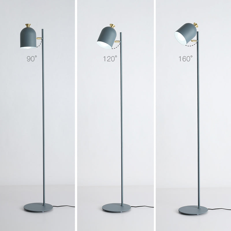 Langwerpige koepelvloer Standing Light Macaron Metal 1-Bulb woonkamer vloerlamp met draaipunt