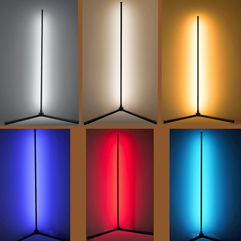 Stickvormige ganghoek Vloer Licht Aluminium Moderne Led staande lamp in het zwart