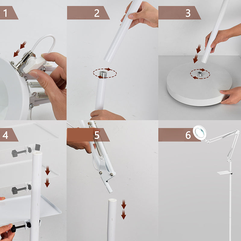 Vermogener vloer leeslamp Noordelijke metalen witte led staand licht met zwaaitarm