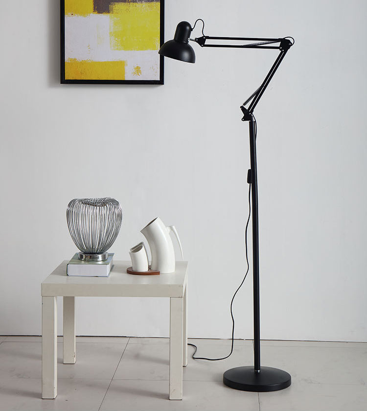 Macaron Bowl Shade Floor Lamp Metallic 1 Bulb Studio Task Lamp with Swing Arm