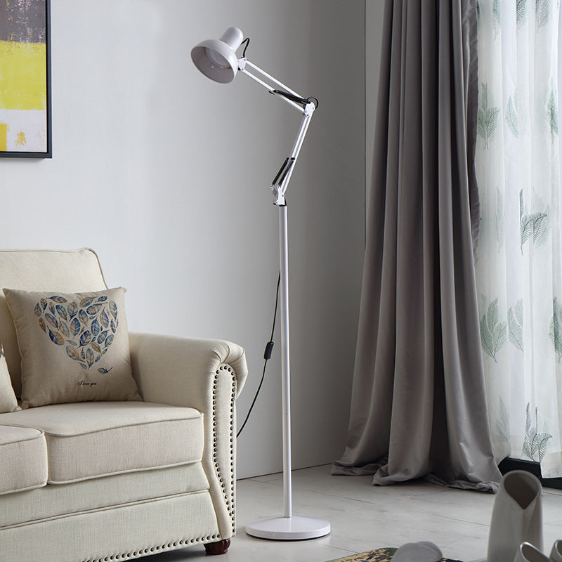 Macaron Bowl Shade Floor Lamp Metallic 1 Bulb Studio Task Lamp with Swing Arm