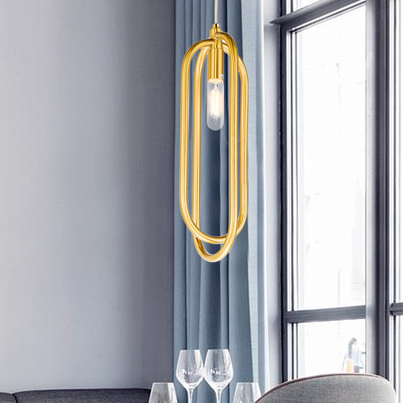 Brass ovale en laiton vers le bas du pendentif moderne 1 lumière de suspension en métal lumineux pour le salon