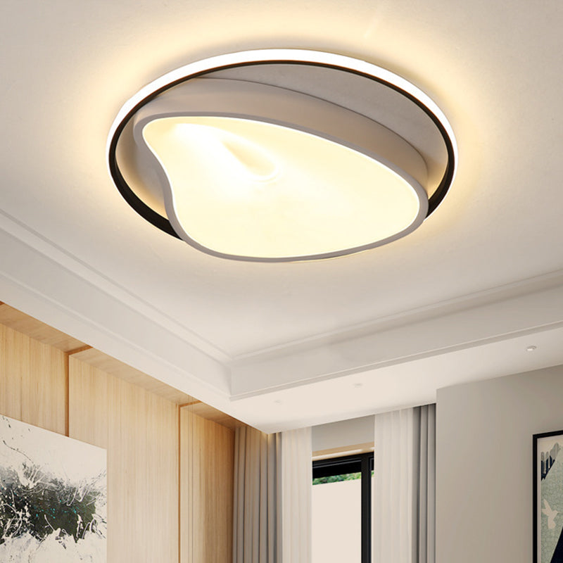 Metal Ring Ceiling Lighting Modernist LED Grey Flush Mount Lamp Fixture with Acrylic Diffuser