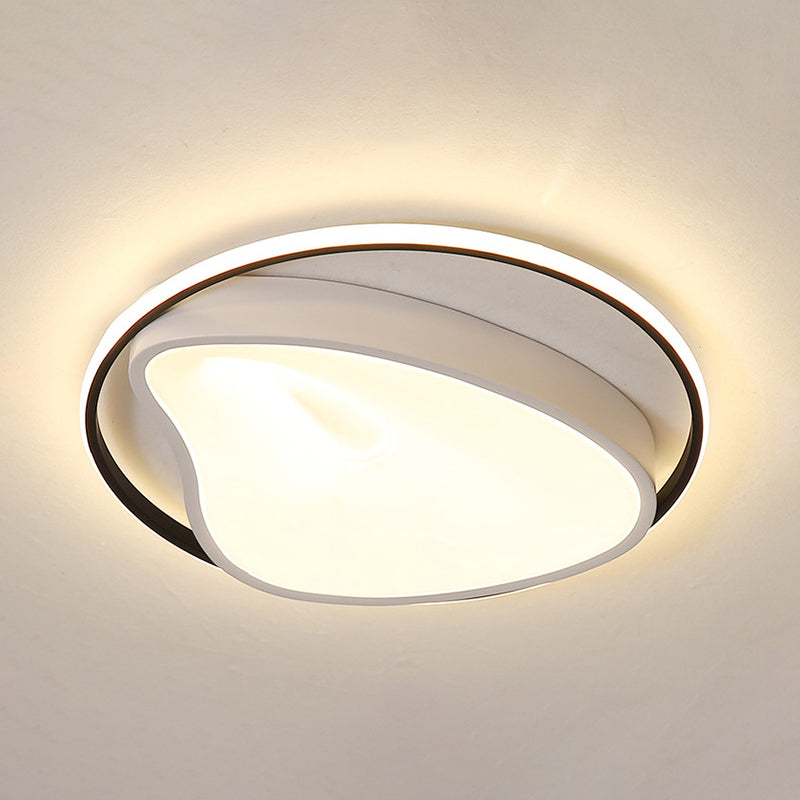 Metal Ring Ceiling Lighting Modernist LED Grey Flush Mount Lamp Fixture with Acrylic Diffuser