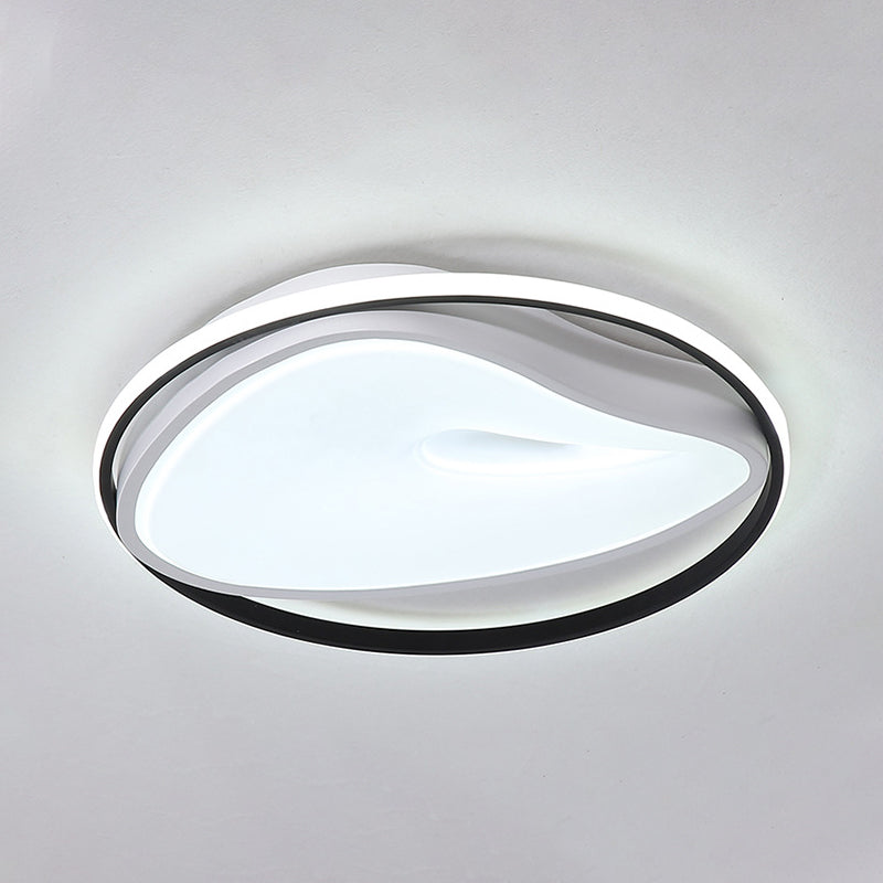 Metal Ring Ceiling Lighting Modernist LED Grey Flush Mount Lamp Fixture with Acrylic Diffuser