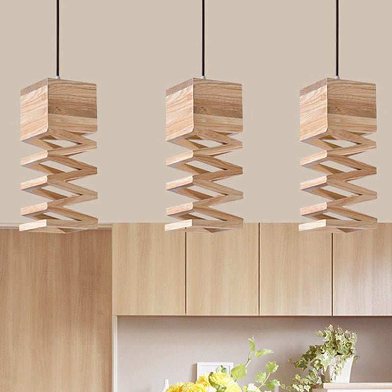 1 Cadre de tête lampe de plafond modernisme en bois pendant luminaire en beige pour le salon