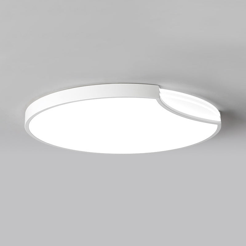 DEL Bedroom Flush Mount Lighting with Round Metal Shade Modernist White / Black with Recessed Diffuser in White / Warm Light