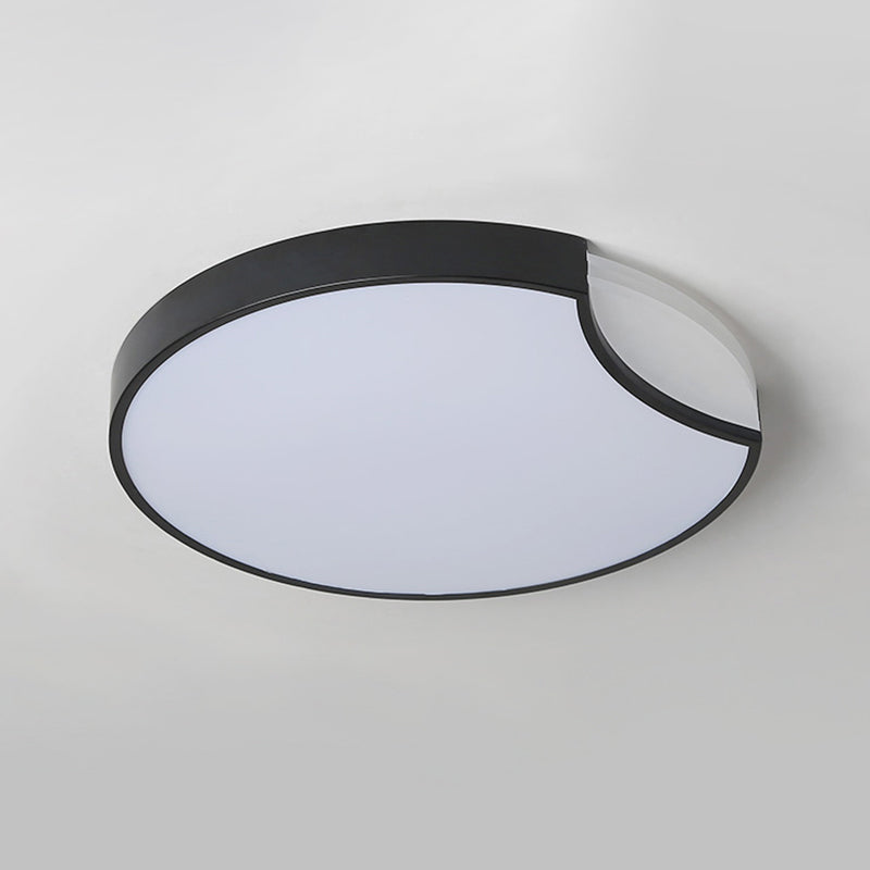 DEL Bedroom Flush Mount Lighting with Round Metal Shade Modernist White / Black with Recessed Diffuser in White / Warm Light