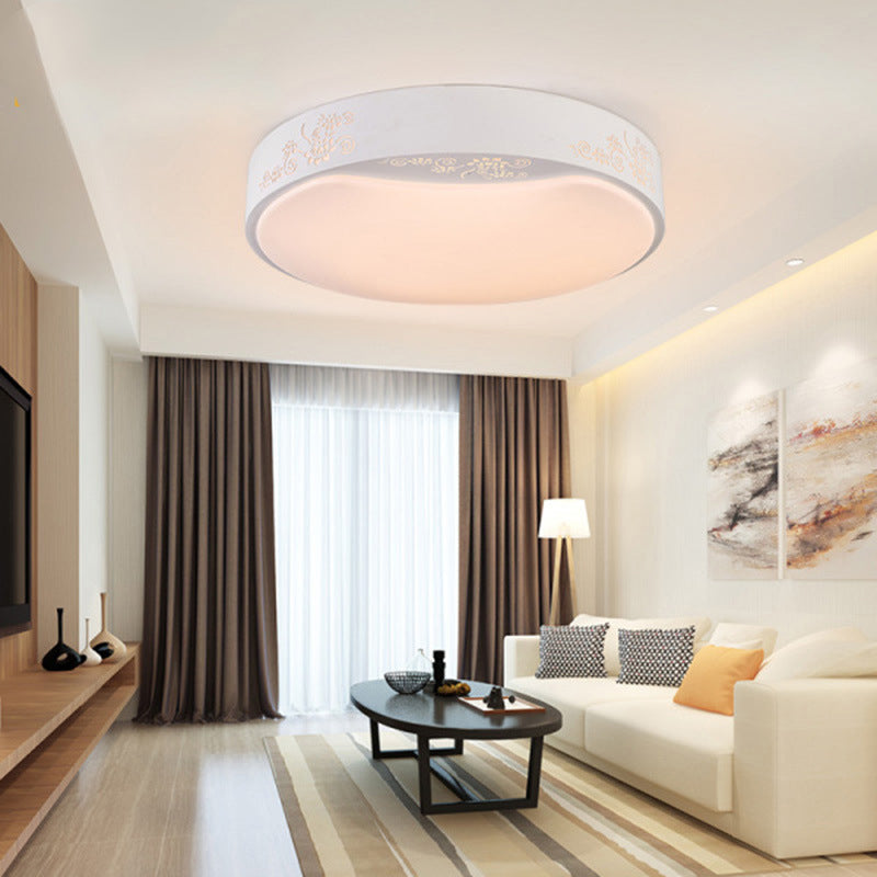 White Circle Flush Mount Massimale Light Modernism 16,5 "/20.5" Dia LED Metallo Lampada Fissaggio Lampada per Living Room