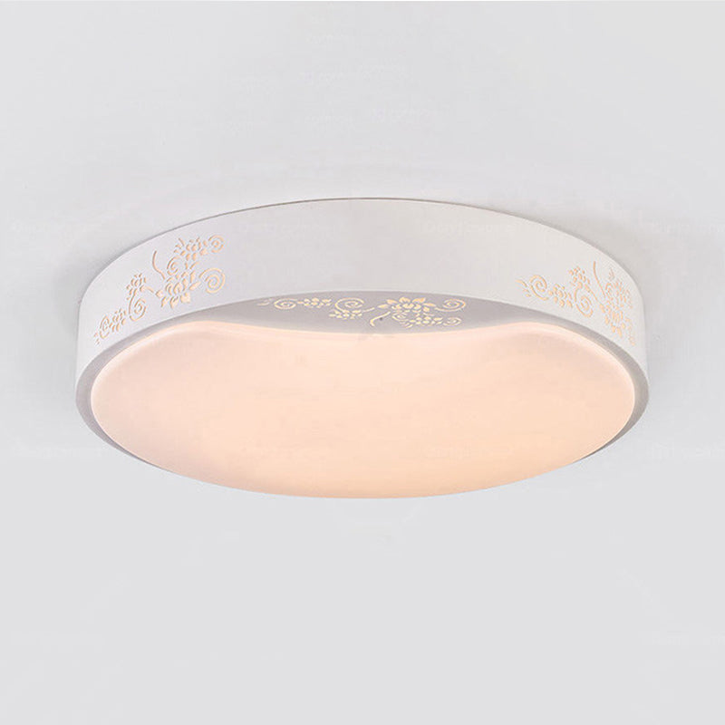 Plafonnier encastré rond blanc moderne 16,5 "/ 20,5" diamètre LED métal encastré salon luminaire