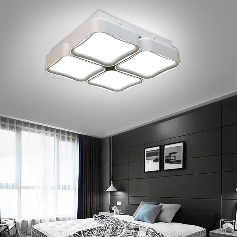 Lámpara empotrada cuadrada contemporánea de metal LED para dormitorio, accesorio montado en el techo con luz de 3 colores