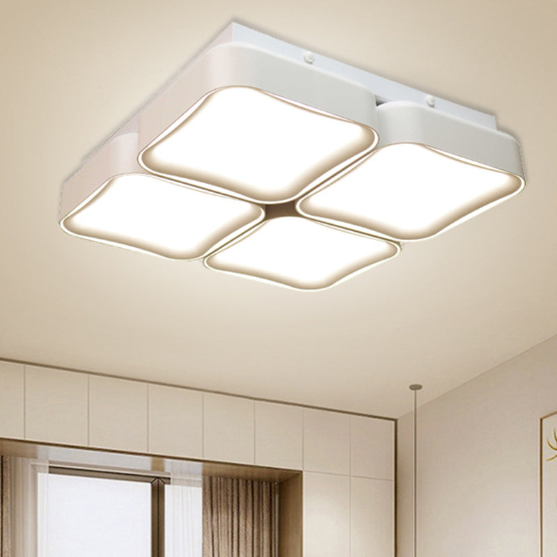 Contemporary Square Flush Lighting Metal LED Bedroom Ceiling Mounted Fixture in 3 Color Light