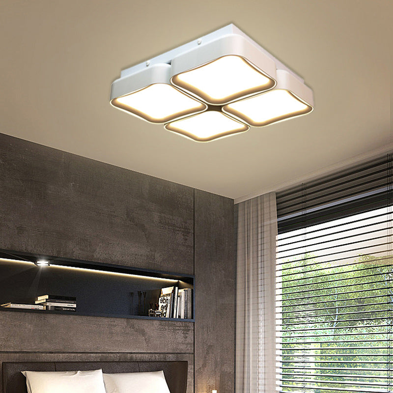 Contemporary Square Flush Lighting Metal LED Bedroom Ceiling Mounted Fixture in 3 Color Light