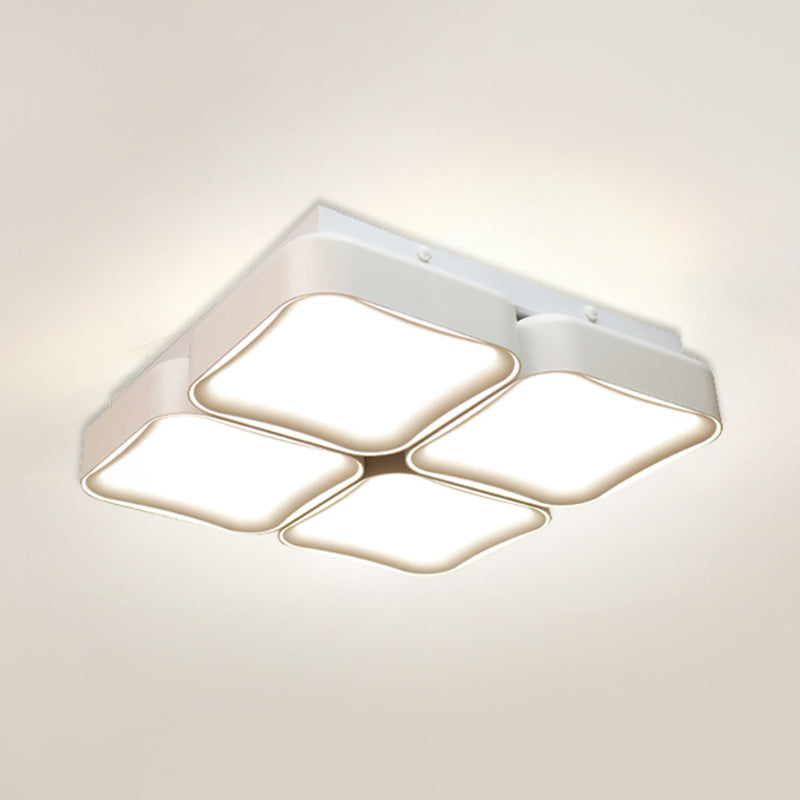 Hedendaagse Vierkante Flush Verlichting Metalen LED Slaapkamer Plafond Opgezette Fixture in 3-kleurenlicht