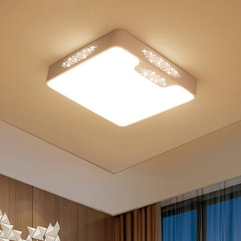 20 "/41" Wide White Square / Rectangle Flush Mount Lighting Moderno Stile Metal LED Close to Massimale Lamp