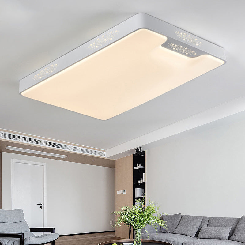 Lámpara LED de metal de estilo moderno con iluminación empotrada cuadrada/rectangular blanca de 20"/41" de ancho cerca del techo