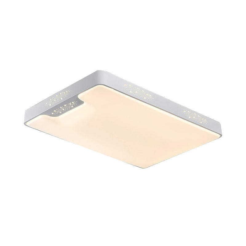 20"/41" Wide White Square/Rectangle Flush Mount Lighting Modern Style Metal LED Close to Ceiling Lamp