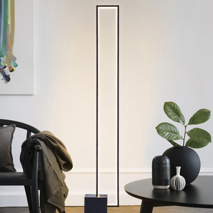 Minimalist Rectangular Floor Lighting Acrylic Sitting Room LED Standing Light in Black