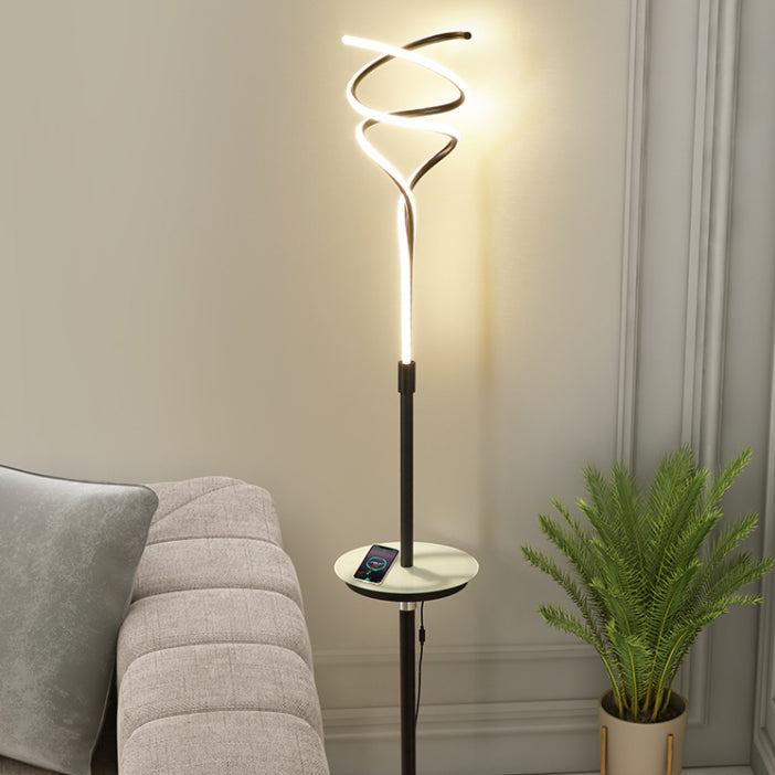 Lampadaire en acrylique linéaire en spirale LED minimaliste LED debout pour le salon